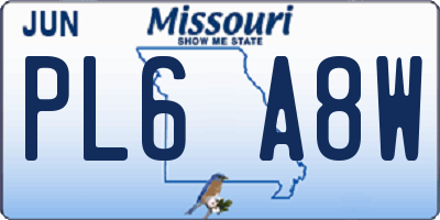 MO license plate PL6A8W