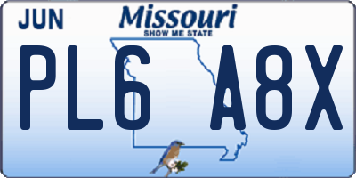 MO license plate PL6A8X