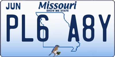 MO license plate PL6A8Y