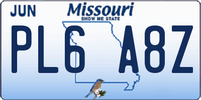 MO license plate PL6A8Z