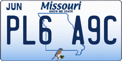 MO license plate PL6A9C