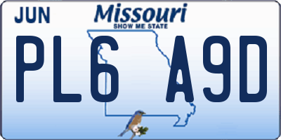 MO license plate PL6A9D