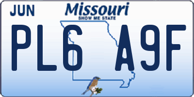 MO license plate PL6A9F
