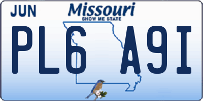 MO license plate PL6A9I