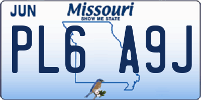 MO license plate PL6A9J