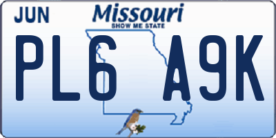 MO license plate PL6A9K