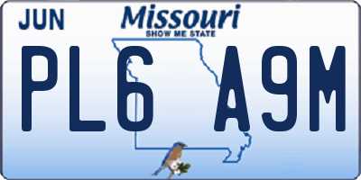 MO license plate PL6A9M