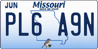 MO license plate PL6A9N