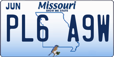 MO license plate PL6A9W