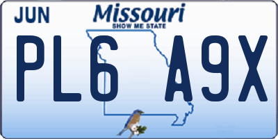 MO license plate PL6A9X