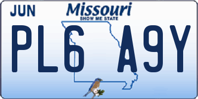 MO license plate PL6A9Y
