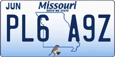 MO license plate PL6A9Z