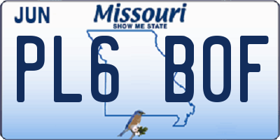 MO license plate PL6B0F