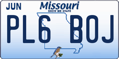 MO license plate PL6B0J