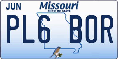 MO license plate PL6B0R