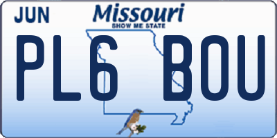 MO license plate PL6B0U