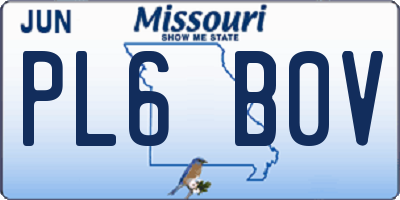 MO license plate PL6B0V