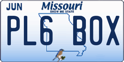 MO license plate PL6B0X