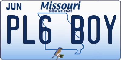 MO license plate PL6B0Y