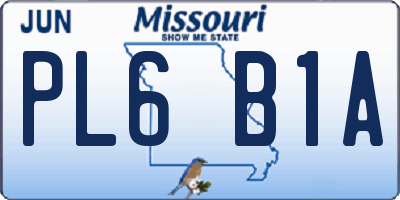 MO license plate PL6B1A