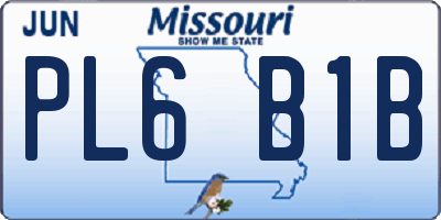 MO license plate PL6B1B