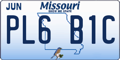 MO license plate PL6B1C
