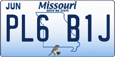 MO license plate PL6B1J