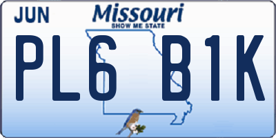 MO license plate PL6B1K