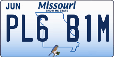 MO license plate PL6B1M