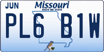 MO license plate PL6B1W