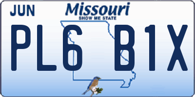 MO license plate PL6B1X