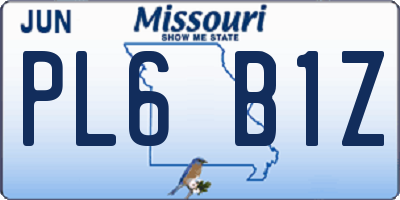 MO license plate PL6B1Z