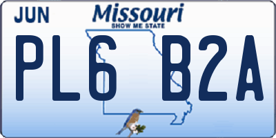MO license plate PL6B2A