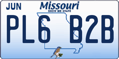MO license plate PL6B2B