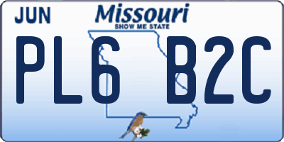 MO license plate PL6B2C