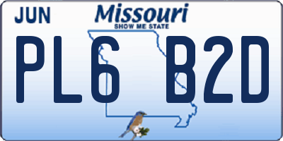 MO license plate PL6B2D