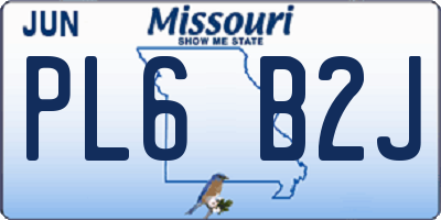 MO license plate PL6B2J