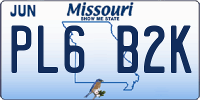 MO license plate PL6B2K