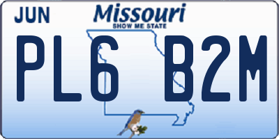 MO license plate PL6B2M