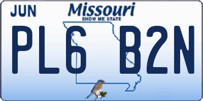 MO license plate PL6B2N
