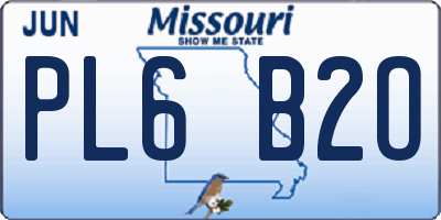 MO license plate PL6B2O