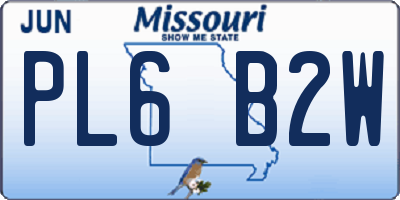 MO license plate PL6B2W