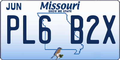 MO license plate PL6B2X