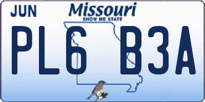 MO license plate PL6B3A