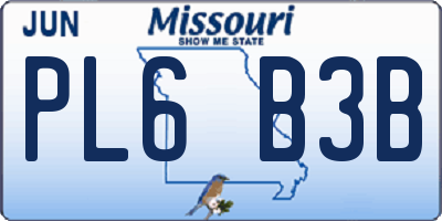 MO license plate PL6B3B