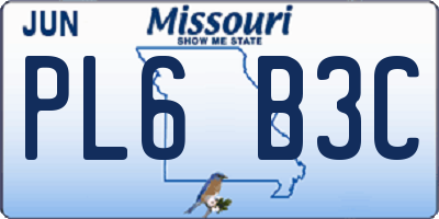 MO license plate PL6B3C