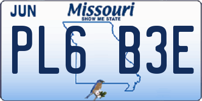 MO license plate PL6B3E
