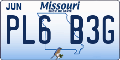 MO license plate PL6B3G