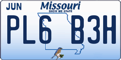 MO license plate PL6B3H