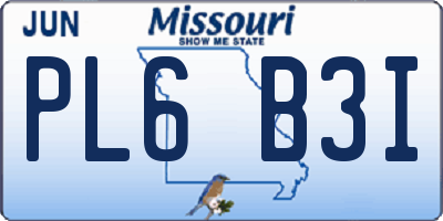 MO license plate PL6B3I